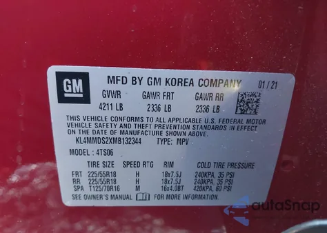 2021 Buick Encore Gx Fwd Select from USA, damaged, VIN KL4MMDS2XMB132344